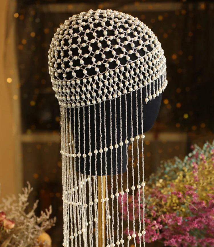 Cleopatra Pearl Tassel Headpiece – FairytaleCreators display picture 1