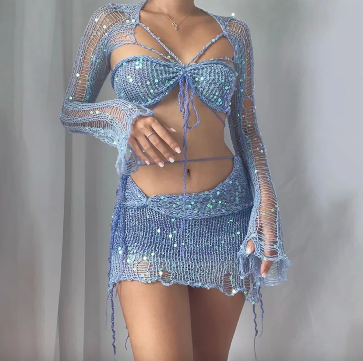 white christmas dresses Vanessa Mini Dress M / Cyan main image 0