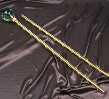 Load image into Gallery viewer, Spell-Casting Green Crystal Scepter Wand