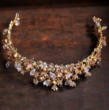 Load image into Gallery viewer, Wholesome Golden Floral Tiara