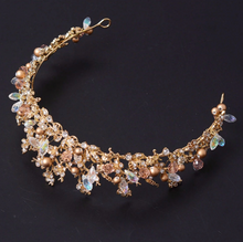 Load image into Gallery viewer, Wholesome Golden Floral Tiara