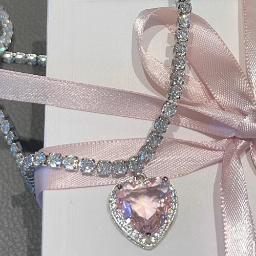 Lover Girl Pink Heart Necklace