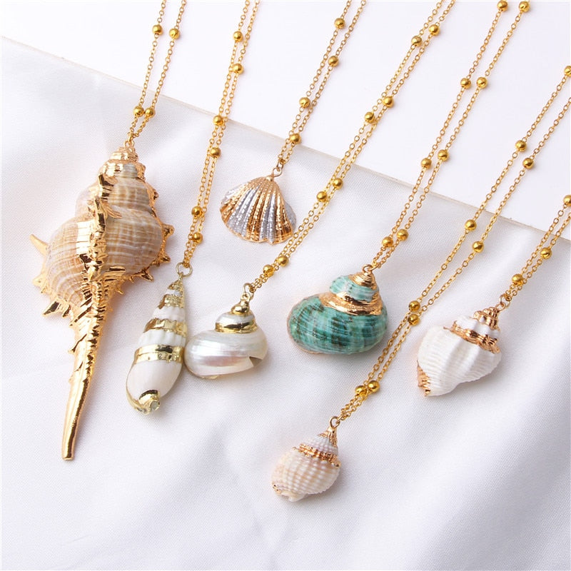 Natural Shell Necklace Multi-layer Gold Sea Shell Pendant Chocker Beach  Jewelry | eBay