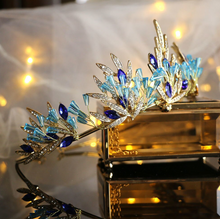 Load image into Gallery viewer, Magical Blue Leaf Rhinestone Crown