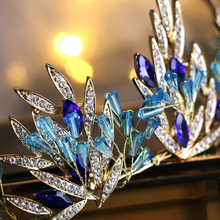 Load image into Gallery viewer, Magical Blue Leaf Rhinestone Crown
