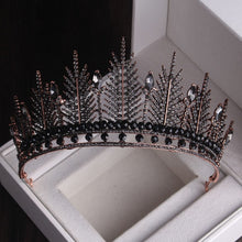 Load image into Gallery viewer, Flower &amp; Snow Black Crystal Crown Set
