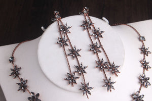 Flower & Snow Black Crystal Crown Set
