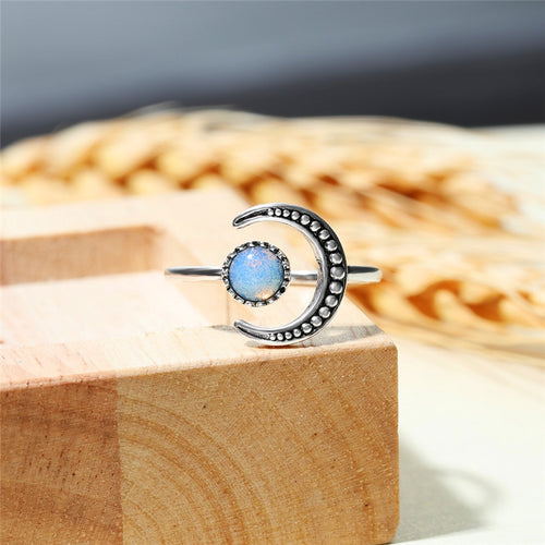 Opal Moonstone Sterling Silver Ring