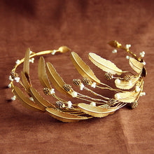 Load image into Gallery viewer, Golden Leaf Pine Cone Tiara