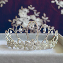 Load image into Gallery viewer, Princess Droplet Silver Floral Tiara