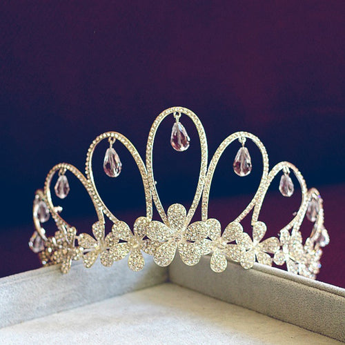 Princess Droplet Silver Floral Tiara